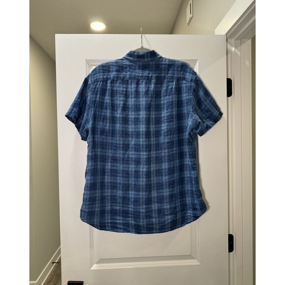 J. Crew Button Up Shirt Mens Large Blue Plaid Baird McNutt Irish Linen Classic - Picture 3 of 8